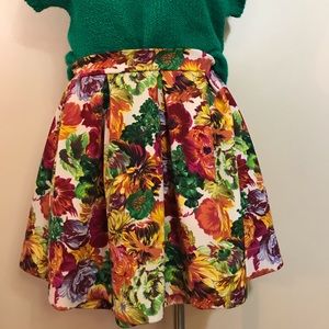 Bright Floral Spring High Waisted Boho Skirt